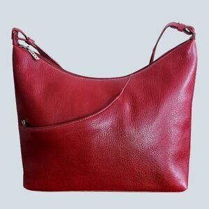 Red Pebble Leather Handbag Purse with Adjustable Shoulder Strap Maxx New York